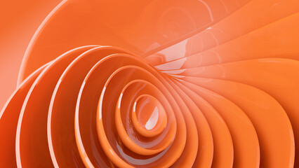 3d orange color abstract swirl folding layers  art background 