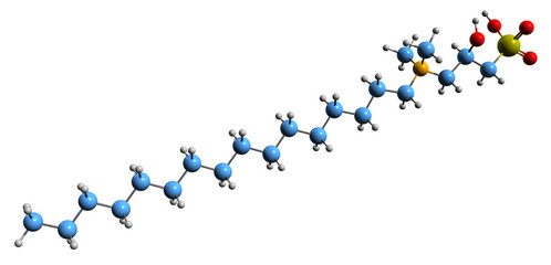 3D image of Cetyl Hydroxysultaine skeletal formula - molecular chemical structure of  isolated on white background
