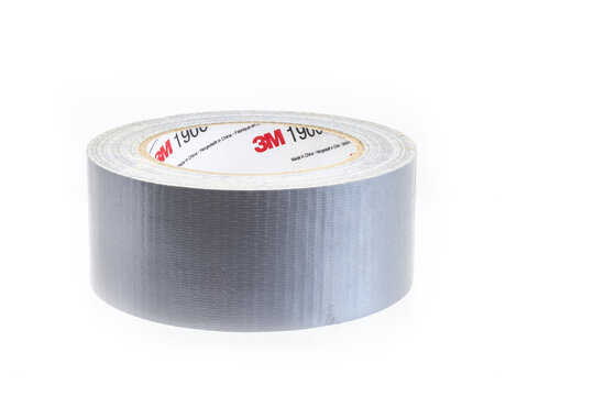 Huelva, Spain - June 10, 2022: A Duct tape roll branded 3m, also called duck tape, is cloth- or scrim-backed pressure-sensitive tape, often coated with polyethylene.