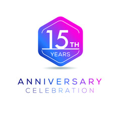 Fototapeta premium 15 years anniversary celebration Design, Vector illustration.