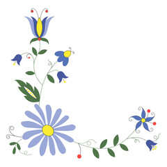 Traditional Polish flower ornament. Kashubian embroidery. Floral folk vector illustration. - obrazy, fototapety, plakaty