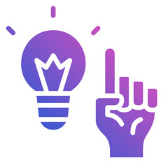 Hand Up With Idea flat gradient icon. Can be used for digital product, presentation, print design and more.
