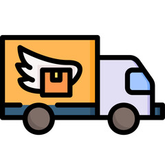Delivery Truck filled line color icon. Can be used for digital product, presentation, print design and more.