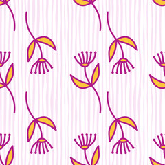Hand drawn simple cute flower seamless pattern. Abstract floral wallpaper.