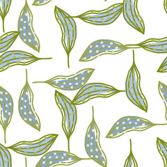 Creative organic line leaves seamless pattern. Modern botanical wallpaper.