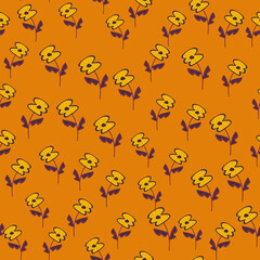 Vintage flower seamless pattern. Stylized elegant botanical illustration.