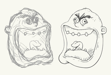 Sketch ugly man face