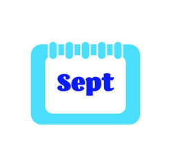 Calendar icon for month of September. Calendar wall page vector symbol. 