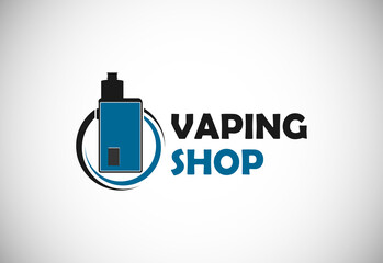 Vape, e-cigarette logo design template. Vape shop electronic vaporizer logo vector illustration.