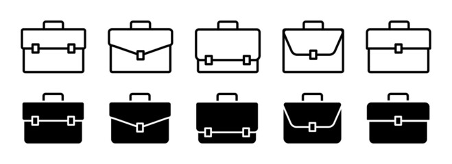 Fototapeta Briefcase vector icon set. Baggage, luggage outline vector sign. obraz