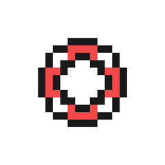 Fototapeta premium Lifebuoy icon in pixel art design isolated on white background, vector sign symbol