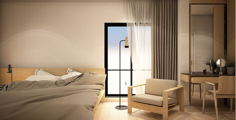 Fototapeta na wymiar bed room interior design in modern style,3d rendering,3d illustration