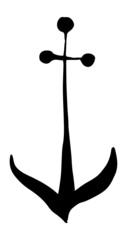 Anchor hand painted with black ink brush