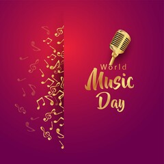 Fototapeta na wymiar happy world music day and musical instruments with pink background. vector illustration design
