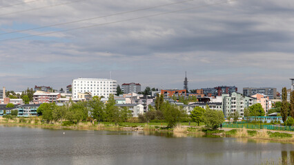Green environmental residential district in Helsinki on a bright summer day