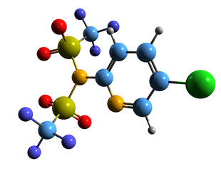 Obraz premium 3D image of Comins' reagent skeletal formula - molecular chemical structure of triflyl-donating reagent isolated on white background 