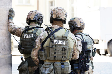 bojowa, drużyne, kontrterroryści, policja, akcja, ćwiczenia, policjanci, w akcji,...