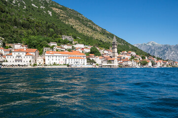 Fototapeta na wymiar Panorama of the Bay of Kotor and the town Perast