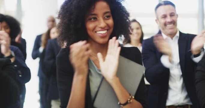4k video footage of businesspeople applauding while attending a conference