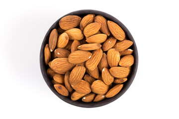 Almonds on a white background