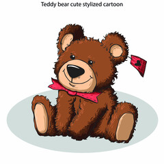 Teddy bear icons collection cute stylized cartoon sketch