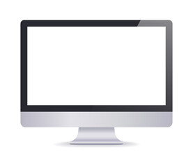 Computer screen display isolated on white background. Mockup for design. Vector illustration..