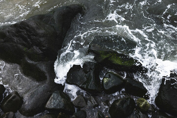 water flowing over rocks