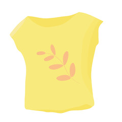 Women's yellow summer light blouse with a pattern. For a fashion store. Flat style. Vector.