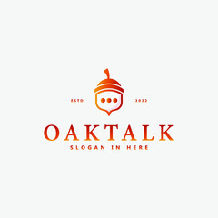 Oak talk logo design vector.