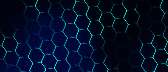 blue illustration honeycomb technology