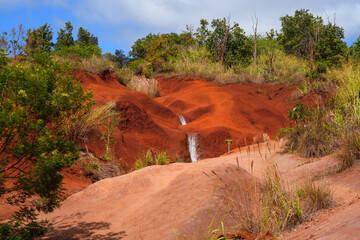 Red Dirt Waterfall in the Waimea Canyon, "the Grand Canyon of the Pacific" on Kauai island, Hawaii - Powered by Adobe