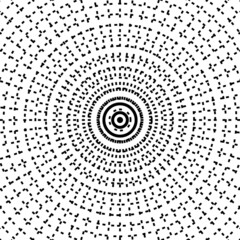 Black twisted circle dotted line radar on the white background. Vector illustration.