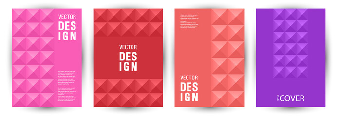 Corporate brochure cover template bundle geometric design. Memphis style simple journal mockup