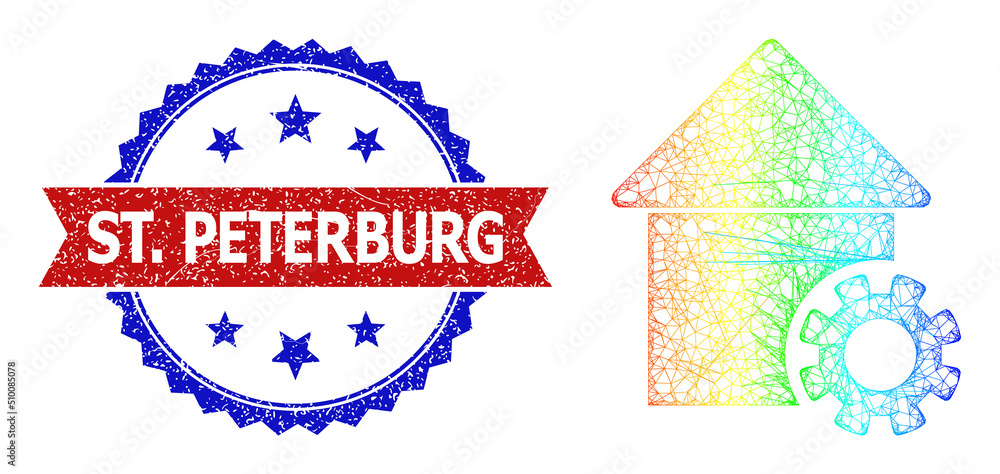 Poster net mesh house options framework illustration with spectral gradient, and bicolor textured st. peter