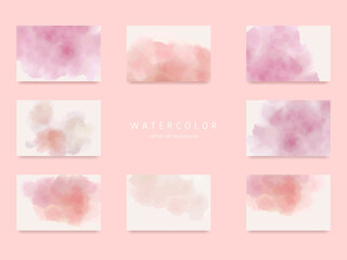 Set of Creative Abstract Hand Painted Illustrations for Postcard, Social Media Banner or Brochure Cover Design Background. Minimalistic Watercolor Painting Artwork. Hand drawn stain brush watercolor.