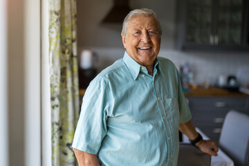 Portrait of a senior man standing in his home
