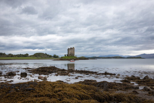 Historic Castle Stalker in the Western Highlands of Scotland