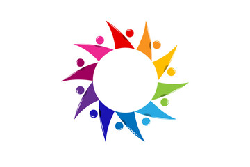Logo teamwork helping people unity social media workers group of friends charity collaboration people group colorful icon vector image graphic illustration clipart design