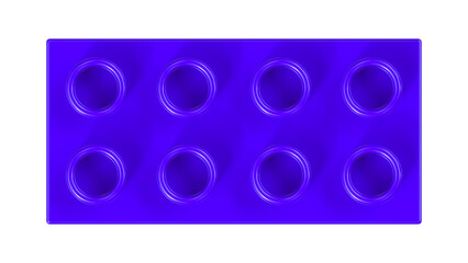 Fototapeta premium Close Up View of a Violet Plastic Block Isolated on a White Background. Children Building Brick, Top View. High Quality 3D Rendering with a Work Path. 8K Ultra HD, 7680x4320