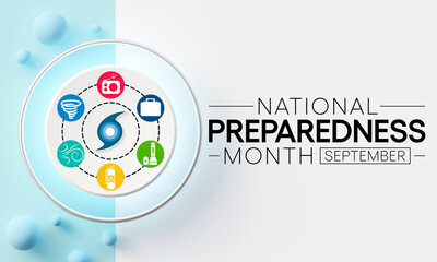 National Preparedness month (NPM) is observed each year in September to raise awareness about the importance of preparing for disasters and emergencies that could happen at any time. 3D Rendering - obrazy, fototapety, plakaty