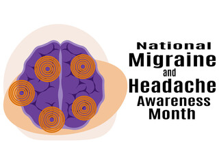 National Migraine and Headache Awareness Month, idea for poster, banner, flyer or postcard