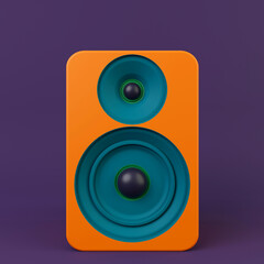 Colourful Speaker 3D render. Minimalistic illustration, modern design, isolated object.