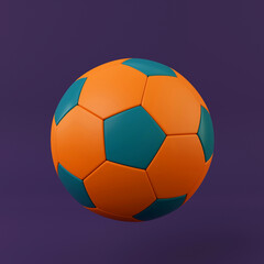 Fototapeta premium Colourful Soccer Ball 3D render. Minimalistic illustration, modern design, isolated object.