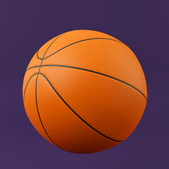 Colourful Basketball 3D render. Minimalistic illustration, modern design, isolated object.