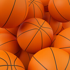 Obraz premium Colourful Basketballs 3D render. Minimalistic illustration, modern design, isolated object.