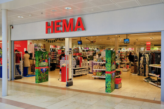 Utrecht, Netherlands, 08 June 2022 - Hoog Catharijne Large indoor shopping mall. Hema store entrance.