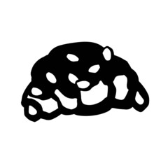 croissant with almonds, cake dessert, hand-drawn illustration