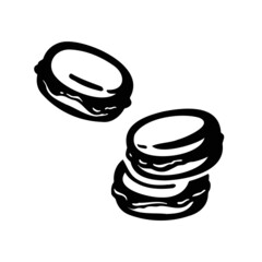 macaron cookies, cake dessert, hand drawn illustration