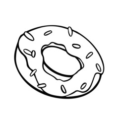 donut with cream, cake dessert, hand drawn illustration
