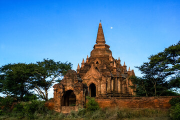 Exterior of an old Buddhist pagoda in Bagan, Myanmar, Asia